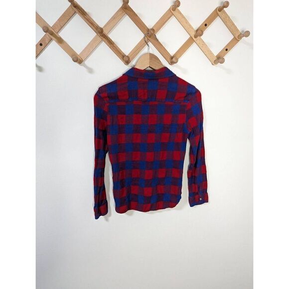 American Eagle Outfitters Women's Red and Blue Flannel Button Down Shirt - Sz Sm - Picture 4 of 6
